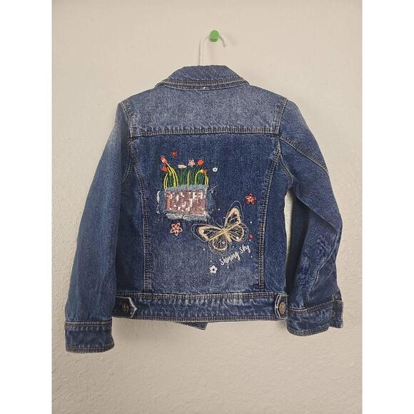 Kidscool Space Blue Sequin Shoulder Denim Jean Jacket Kids Size 4/5 - Picture 3 of 8